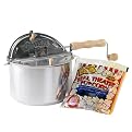 Whirley-Pop Stovetop Popcorn Popper with 1 Real Theater Popcorn Kit - Silvertone Pan