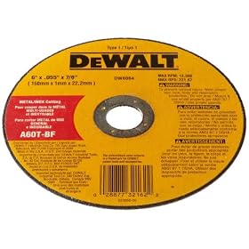 DEWALT DW8064 6-Inch by .055-Inch by 7/8-Inch A60T Abrasive Metal/INOX Cutting Wheel