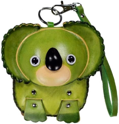 LittleKapsWorld Genuine Leather Koala Card Holder / Coin Purse Wristlet - Green