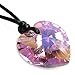 Queenberry Light Pink AB Love Heart Pendant Waxed Cotton Choker Necklace made with Austrian Crystal