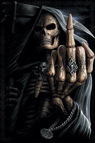 1art1 49663 Gothic - Spiral, Sensenmann Mittelfinger Poster 91 x 61 cm