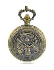 armel Us Department of Army Pin Bronze Antique Pocket Watch Brass Tone + Chain Pw044 with Gift Box