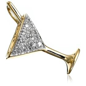 14k Yellow Gold Diamond Martini Pendant (.07 cttw, I-J Color, I1-I2 Clarity)