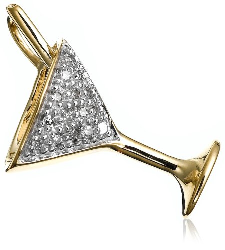 14k Yellow Gold Diamond Martini Pendant (.07 cttw, I-J Color, I1-I2 Clarity)