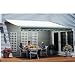 Sunsetter Pro Motorized Awning (18 Ft / Green Stripe) With Traditional Laminated Fabric With Right Mounted Motor And Wall Bracket