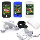 Apple Iphone Kit (Silicone Skin for Apple Iphone with Armband and Removable Belt Clip + Apple Iphone Car Charger Cigarette Lighter Adapter + Apple Iphone Travel / Home Charger)