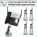AT&T SB67118 SynJ 4-Line Extendable Range Corded-Cordless Small Business Phone System with 4 Extra Handsets and TL7600 Cordless Headset