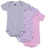 Petit Bateau Set of 3 Girl's Short Sleeve Retro Print Bodysuit - Pink-24 Months