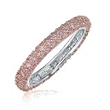 51esZnNbUwL. SL160  Sterling Silver 3 Row Pink Cubic Zirconia CZ Eternity Band Ring