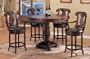 5pc Cherry Finish Wood Round Counter Height Dining Table & 4 Bar Stool Set
