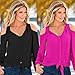Sunward(TM) Women Fashion Deep V Collar Strapless Chiffon Long Sleeve Shirt (XLarge, Hot Pink)