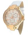 GUESS White Leather Strap Watch