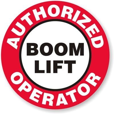 Boom Lift Operator, HatHuggersTM Conformable Vinyl Labels - Spot Colors, 5 Decals / Pack, 2" x 2"