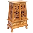 Handmade Asian Furniture - 37" Tropical Palm Trees Storage Cabinet / End Table - Natural Finish