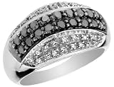 Black and White 3/4 Carat (ctw) Diamond Ring in 14K White Gold