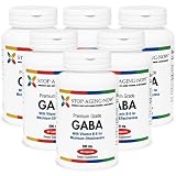 GABA WITH VITAMIN B6 - 500 mg. (6 Pack) Premium Grade | 90 Capsules. Made in the USA.