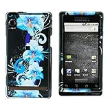 Motorola Droid A855 "PDA" Cell Phone Blue Flower Protective Case Faceplate  ....
