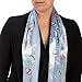 Pastel Blue Easter Silk Feel Scarf with Eggs, Bunnies and Flowers