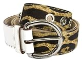 Dolce & Gabbana 85cm Leopard Canvas White Leather Belt BC1440-A1443-80001-85