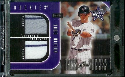 2002 Leaf Rookies & Stars Dress for Success Todd Helton Game Worn Jerseys #ed/250 Colorado Rockies Baseball Card - Mint Condition - In Protective Screwdown Case!