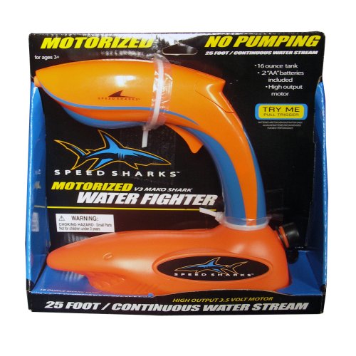 Speed Sharks V3 Mako Shark - Motorized Water Fighter - orange color with blue trim