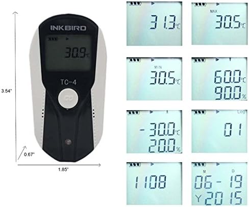 Inkbird USB Temperature Data Logger, LCD Display, 16000 Data, Thermometer w/ External Sensor