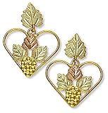 Landstroms Black Hills Gold Earrings with leaves in hearts, for pierced ears - A176PD