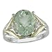 Sterling Silver and 14K Yellow Gold .03 ctw Diamond and Green Amethyst Ring