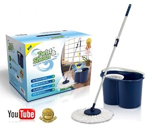 Twist and Shout Mop - Award Winning Newest Version Spin Mop Driven By Hand Push (No Foot Pedal) - Original Inventor - 100% Quality Guarantee