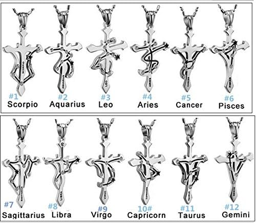 Stainless Steel 12 Constellations Pendant Necklace Aries Zodiac Sign