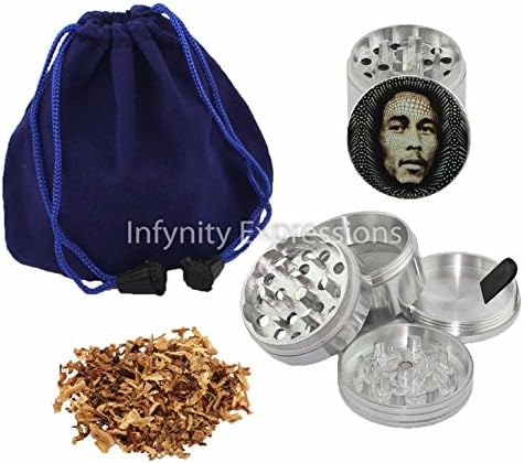 2.0" 4 Layer BOB MARLEY-3D Aluminum Herb Spice Grinder (with Pollen Screen) - FREE Carry Pouch &amp; Scraper