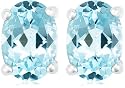 Sterling Silver Blue Topaz Oval Earrings