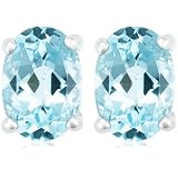 Sterling Silver Blue Topaz Oval Earrings