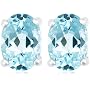 Sterling Silver Blue Topaz Oval Earrings