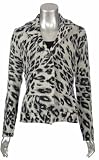 Sutton Studio Womens Cashmere Leopard Sweater Jacket Petite (Petite Large)