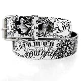 GENUINE LEATHER SNAP ON WHITE FAMOUS STARS BELT WITH A DETACHABLE BUCKLE FITS ANY BUCKLE