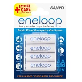 Sanyo Eneloop AA 4 Pack Batteries (HR-3UTGA) - rechargeable up to 1500 times