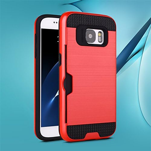 Galaxy S7 Case, Samsung S7 Case, Carrying Case for Samsung Cell Phone [With Card Slot Design] Easy to Fit and Remove. Samsung Galaxy S7 Case [With Drop Protection Technology]. (Red)