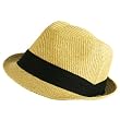 Men's Summer Braid Light Fedora Trilby Hat Natural L/XL