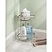 mDesign Free Standing Bathroom or Shower Corner Storage Shelves for Towels, Soap, Shampoo, Lotion, Accessories - 2 Tier, Satin