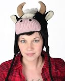 DeLux Cow Black Wool Animal Pilot Hat/Cap - Limited Edition [Apparel]