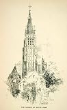 1905 Lithograph Notre Dame Bruges Belgium Spire Cross Cathedral Tower Blefry Art - Original Lithograph