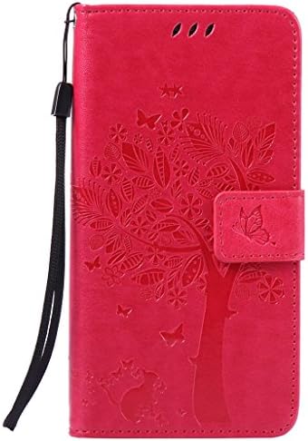 Huawei P9 Lite Case [with Free Screen Protector],Asukaparadise PU Leather Flip Magnetic Closure Wallet [Card Slots] Stand Butterfly Tree Cat Impressed Design Case For Huawei P9 Lite