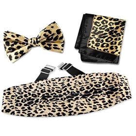 Leopard Print Pretied Bow Tie by Elite Solid tan taupe silk cummerbund sets