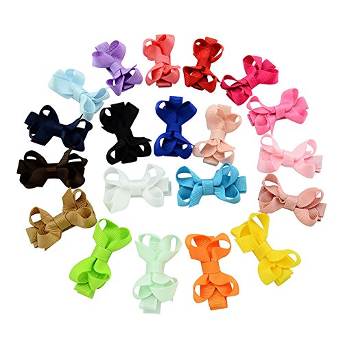 YHXX YLEN 20Pcs Small Baby Hair Bows Grosgrain Ribbon Baby Girls Clips