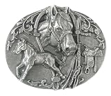 Pewter Belt Buckle - Horse Collage