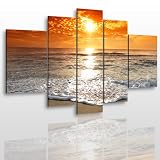 Bild auf LEINWAND +5 TEILIG + SONNENUNTERGANG PANORAMA Wandbilder 890 + RIESEN BILDER AUSWAHL IN UNSEREM HAENDLERSHOP +++