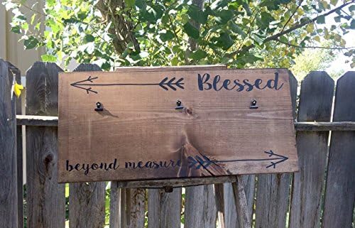11 X 23.5 Blessed beyond measure- Wood sign with picture hanger- Wood sign with saying- Home décor- picture holder- Wood sign with saying *FREE SHIPPING!*