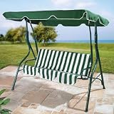 BrylaneHome 3-Seater Patio Swing (GREEN WHITE,0)