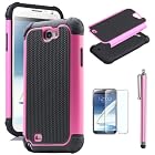 Pandamimi ULAK(TM) Pink /Black Combo hard case With Impact Resistant Bumpers Cover for Samsung Galaxy Note II 2 N7100 + Pink Stylus + Screen Protector